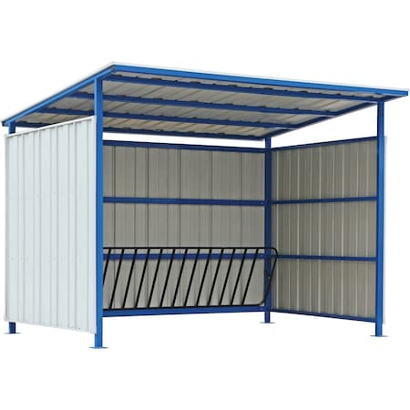 Global Industrial Bike Storage Shelter with Slant Roof, 16 Bike Capacity, 120L x 95-1/2W x 90-1/16H 708408